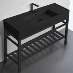 Black Console Sink Vanity, Modern, 48 inch